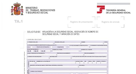 Sección de datos personales en el modelo TA1