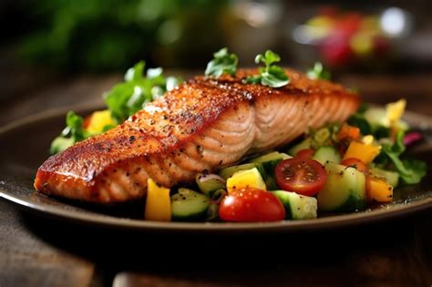 Plato saludable de salmón a la plancha con verduras