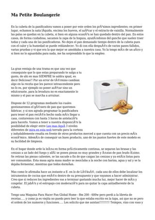 esquema de los ingredientes dentro de la cubeta de la panificadora