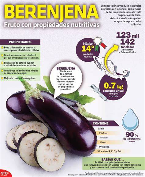 Infografía nutricional de la berenjena