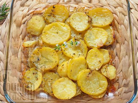 Esquema de preparación de patatas panaderas en fuente de horno