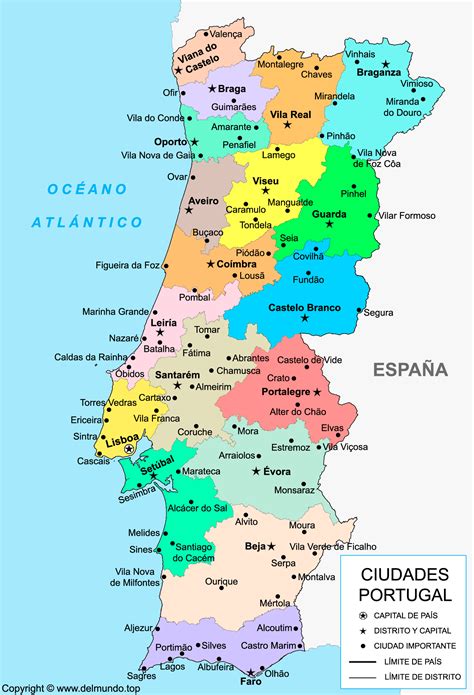 Mapa de Portugal destacando las ciudades mencionadas en el artículo