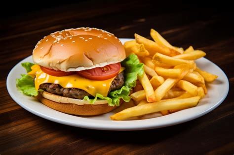 Hamburguesa de ternera con huevo en un plato con patatas fritas