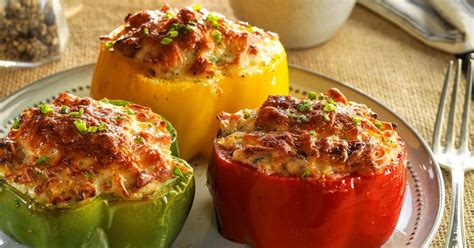 Pimientos rellenos horneados y gratinados
