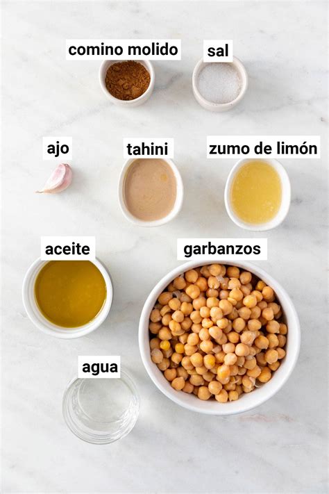 Ingredientes para hacer hummus casero