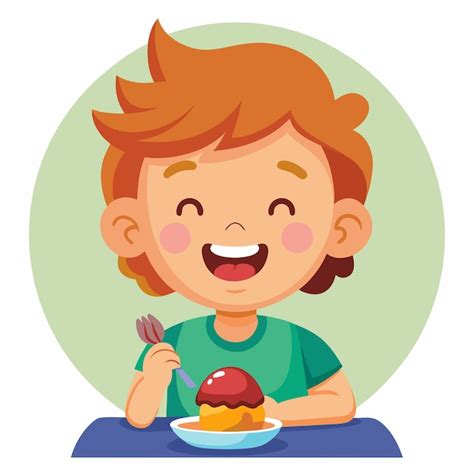Niño feliz comiendo panqueques caseros