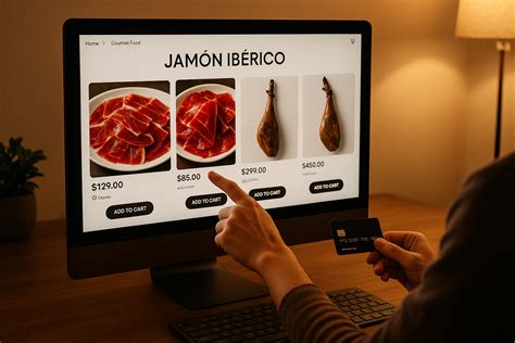 Persona comprando jamón online
