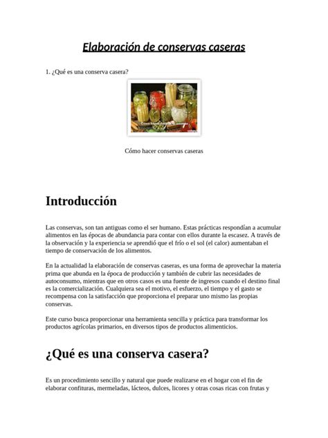 Esquema de seguridad y pasos para la elaboración de conservas caseras