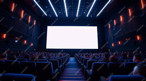 Interior de una sala de cine moderna con asientos cómodos y gran pantalla