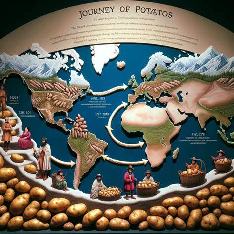 Mapa de la difusión de la patata desde América a Europa