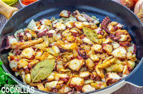 Ingredientes para el sofrito de pulpo con cebolla y pimentón