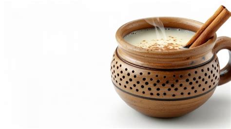 Tazón humeante de atole con canela