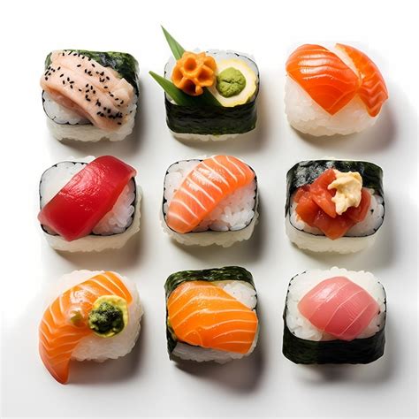 Variedad de nigiris y rolls de sushi