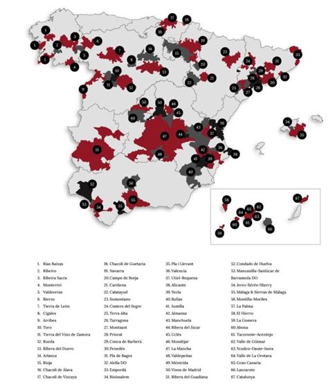 Mapa de las denominaciones de origen del vinagre en España