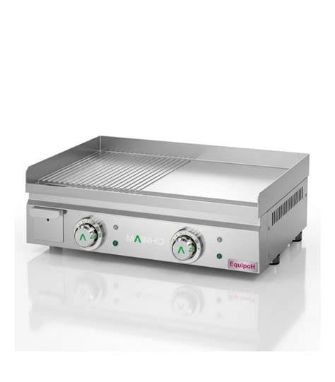 Plancha eléctrica profesional de acero rectificado con alimentos