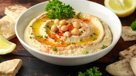 Hummus de garbanzos con vegetales
