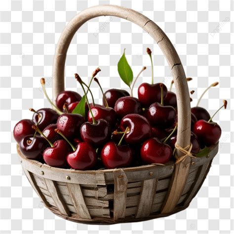 Cesta de cerezas frescas y maduras