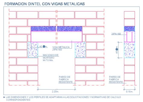 Esquema de anclaje estructural en dintel
