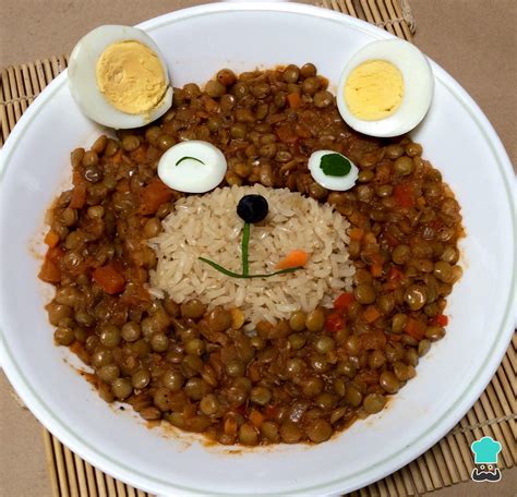 plato nutritivo de lentejas con verduras para niños