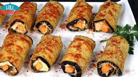 plato de rollitos de berenjena estilo turco con hummus