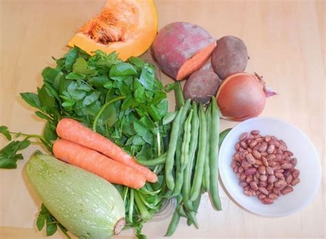 Esquema de los ingredientes principales del potaje