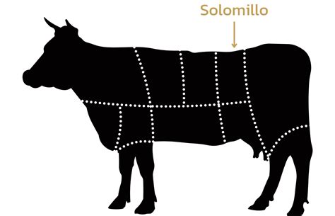 Esquema de corte de solomillo abierto en libro o mariposa