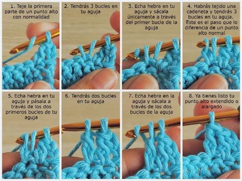 Diagrama de cómo hacer un punto alto en crochet