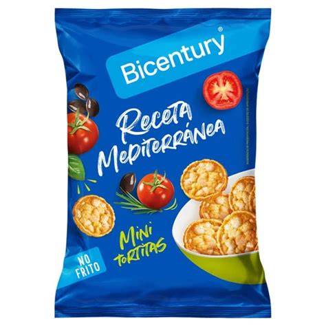 Mini Tortitas Bicentury Receta Mediterránea en su envase original