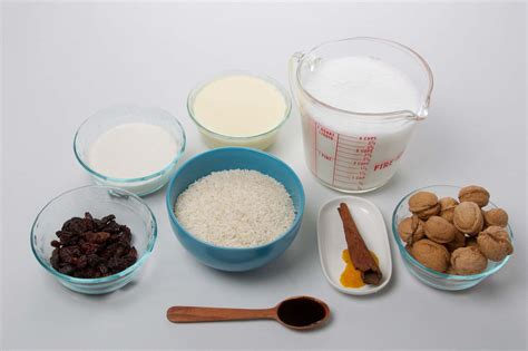 Ingredientes para la masa de arroz con leche