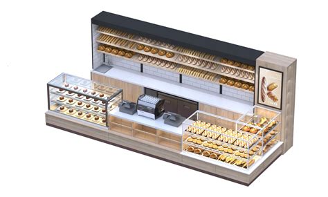 Mostrador de panadería con vitrina de cristal