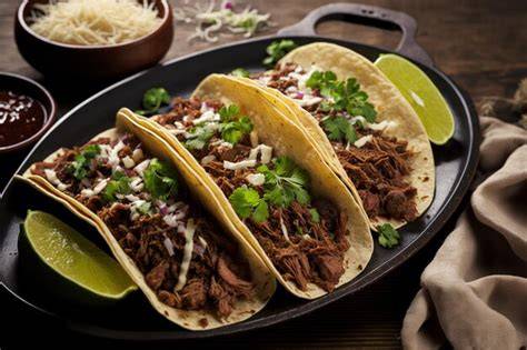 Tacos de barbacoa de res con cilantro y cebolla