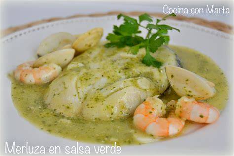 Ingredientes para merluza en salsa verde