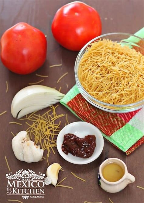 Ingredientes para sopa seca de pasta mexicana