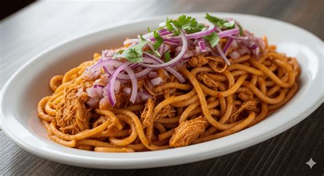 Plato terminado de sopa seca de pasta mexicana