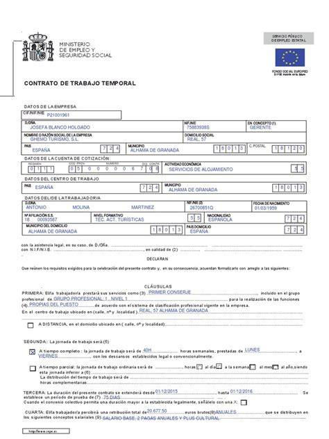 Ejemplo de contrato indefinido