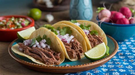 Tacos de barbacoa recién hechos
