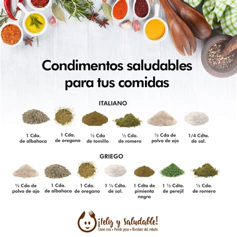 Lista de condimentos saludables y sus alternativas