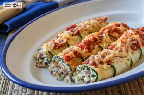 Canelones de calabacín listos para hornear