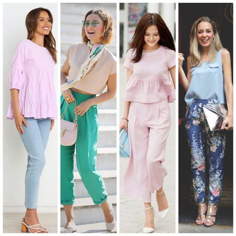 Look primaveral con pantalones de pinzas y blusa en tonos pastel