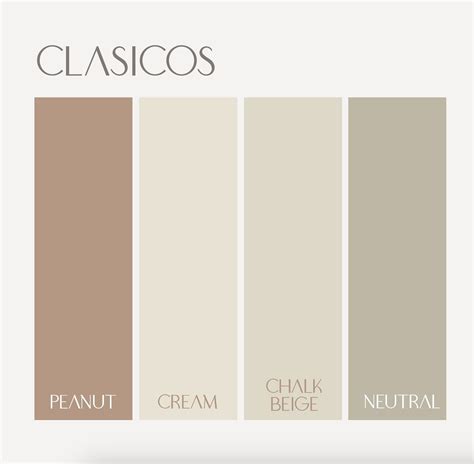 Muestra de paleta cromática con tonos neutros: blanco, gris y tostado
