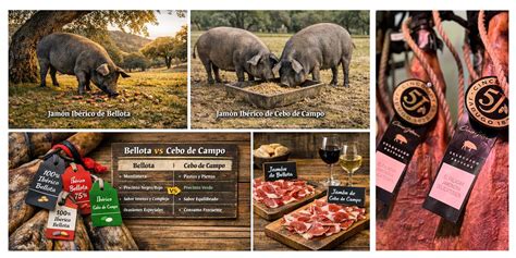 Esquema de la alimentación del cerdo ibérico (bellota vs. cebo)