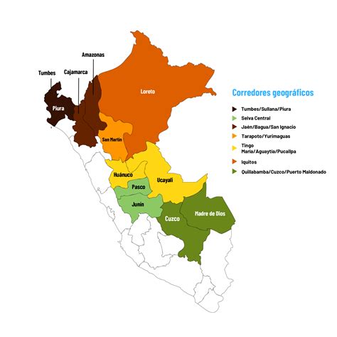 Mapa de las principales zonas productoras de camote en Perú