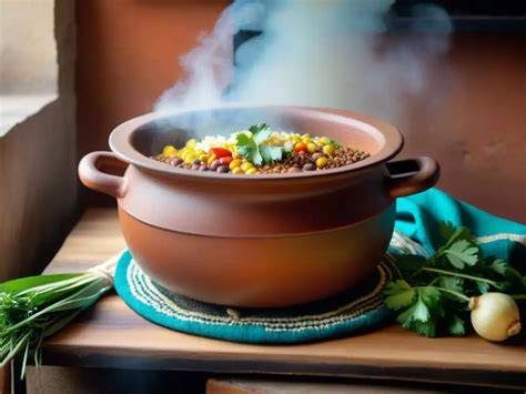 Imagen de un puchero humeante en una olla de barro