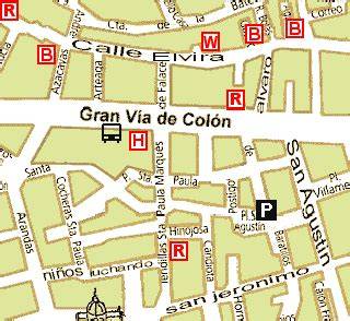 Mapa de ubicación del restaurante en la Gran Vía de Colón, Granada