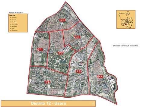 Esquema o mapa del distrito de Usera en Madrid