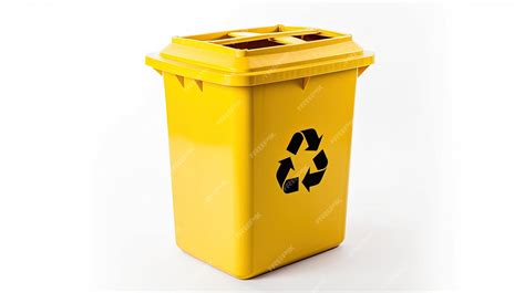 Símbolo de reciclaje y contenedor amarillo
