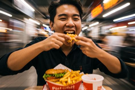 Persona comiendo rápido y estresada