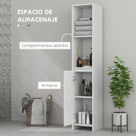 Interior de una columna de baño con estantes y compartimentos