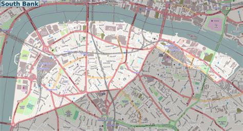 Mapa de la zona South Bank y Tate Modern con restaurantes marcados