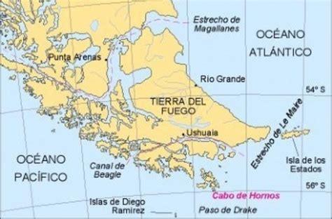 Mapa del Cabo de Hornos y sus peligros geográficos